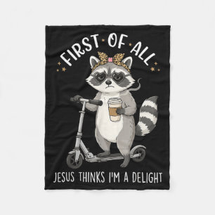 Cobertor De Velo Primeiro De Jesus Acha Um Delícia Funny Raccoon Me