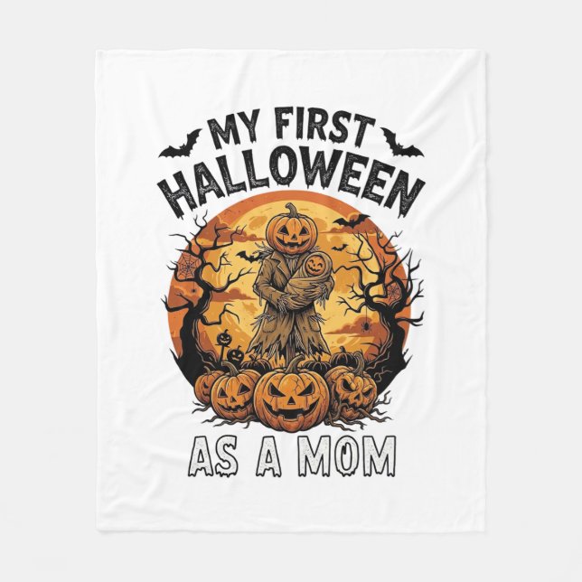 Cobertor De Velo Primeiro Halloween Como Mamãe Abóbora Espantalho B (Frente)