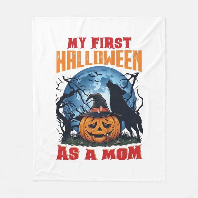 Cobertor De Velo Primeiro Halloween Como Mamãe Pumpkin Wolf Moon_1 (Frente)