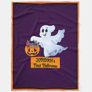 Cobertor De Velo Primeiro Halloween Personalizar Nome Cute Ghost