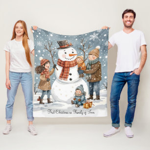Cobertor De Velo Primeiro Natal como Família dos Quatro