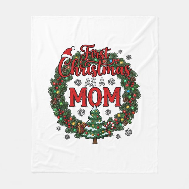 Cobertor De Velo Primeiro Natal Como Mãe Pine Wreath Tree (Frente)