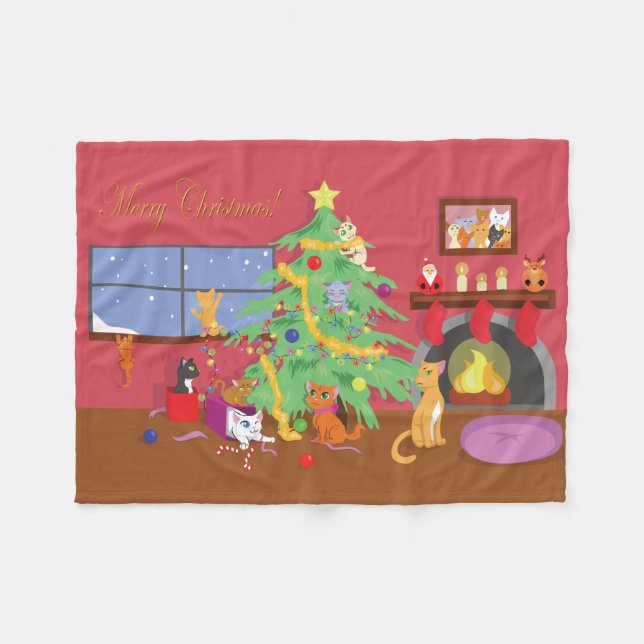 Cobertor De Velo Primeiro Natal de Kittens (Frente (Horizontal))