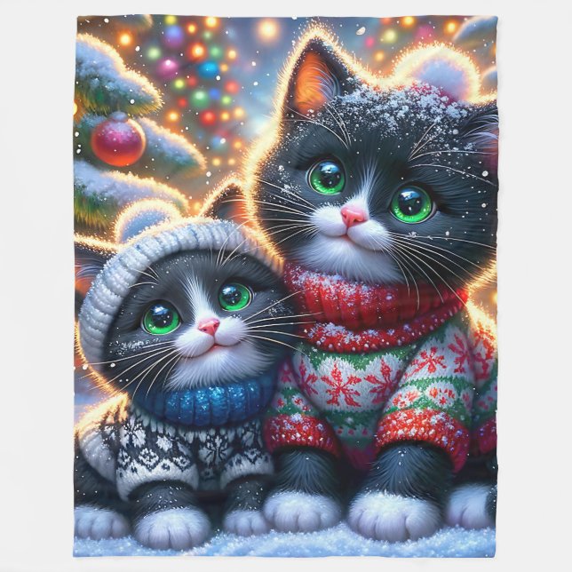 Cobertor De Velo Primeiro Natal dos Cristóvão Tuxedo Preto e Branco (Frente)