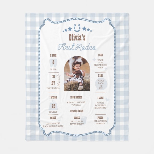 Cobertor De Velo Primeiro Rodeio 1º Aniversário Sinal Western Miles (Frente)