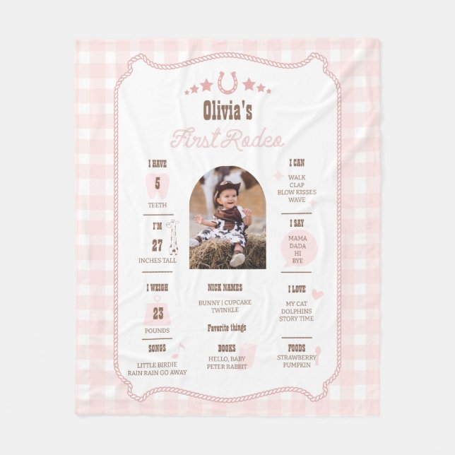 Cobertor De Velo Primeiro Rodeio 1º Aniversário Sinal Western Miles (Frente)