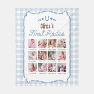 Cobertor De Velo Primeiro Rodeio Aniversário de 1 Ano Azul Placa de
