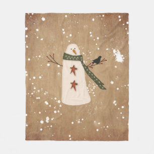 Cobertor De Velo Primitivo Snowman Fleece Blanket