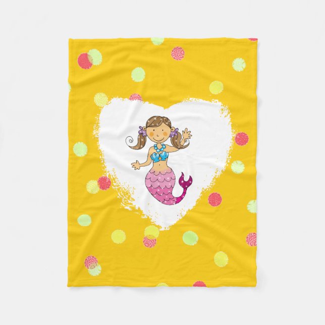 Cobertor De Velo princesa bonito da sereia do mar (cabelo marrom) (Frente)