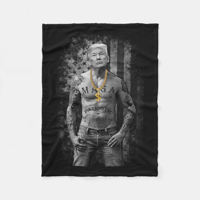 Cobertor De Velo Pro Trump Patriótico Gangster - República Anti-Lib (Frente)