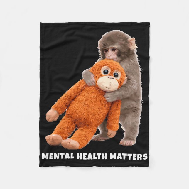 Cobertor De Velo Problemas de Saúde Mental do Meme do Macaco Macaco (Frente)