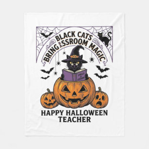 Cobertor De Velo Professor de Halloween Gato Vintage Abóbora Sala d