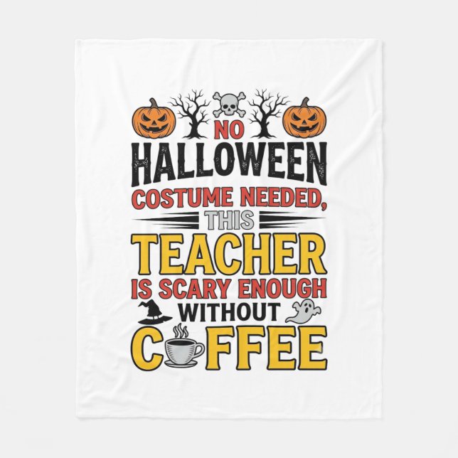 Cobertor De Velo Professor de Halloween Sem Roupa Necessária Café E (Frente)