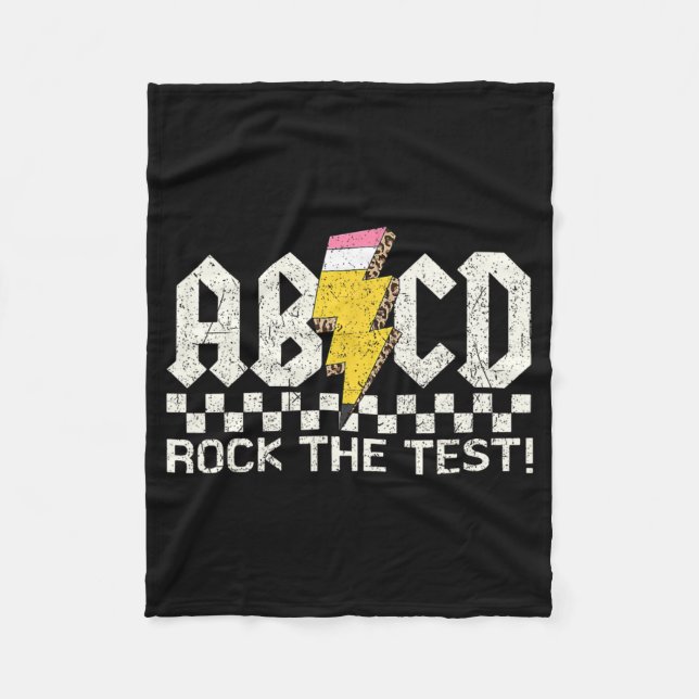 Cobertor De Velo Professor do Dia Retro Abcd Rock Test Day Schoo (Frente)