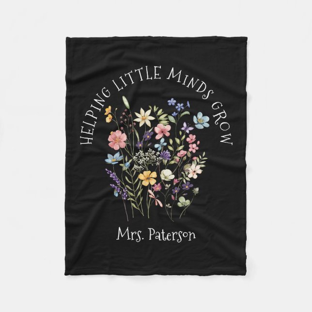 Cobertor De Velo Professora Ajudando Pequenas Mentes A Crescer Aqua (Frente)