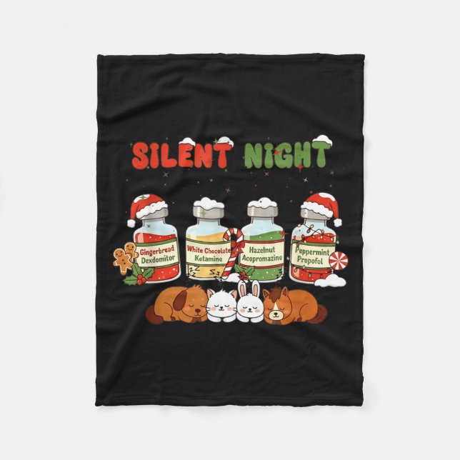 Cobertor De Velo Profol Silent Night Funny Vet Tech Christmas  (Frente)