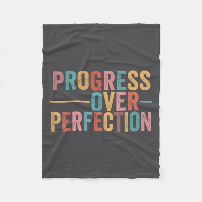 Cobertor De Velo Progress Over Perfection Motivational Teacher Retr (Frente)