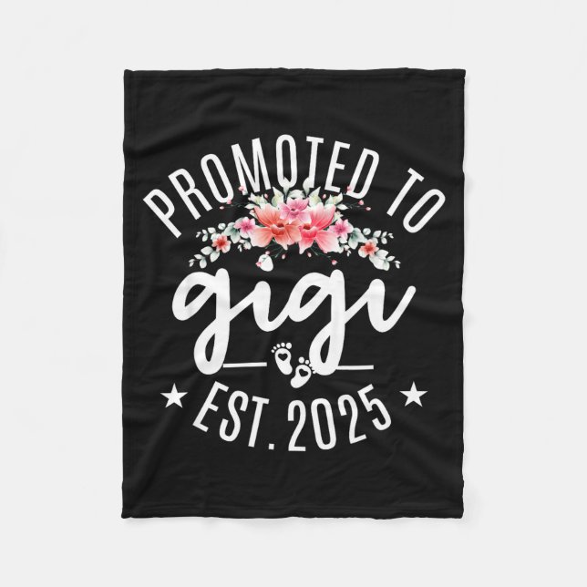 Cobertor De Velo Promoted To Gigi 2025 Flower First Time New Grandm (Frente)