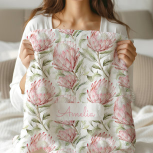 Cobertor De Velo Protea Rosa Raparigas Florais Folheadas Personaliz