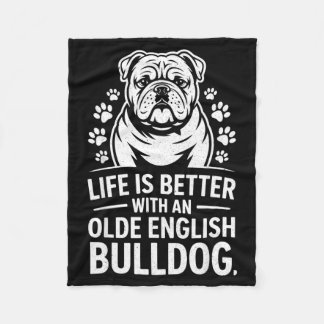 Cobertor De Velo Proud Olde English Bulldog Life Is Better Dog Funn