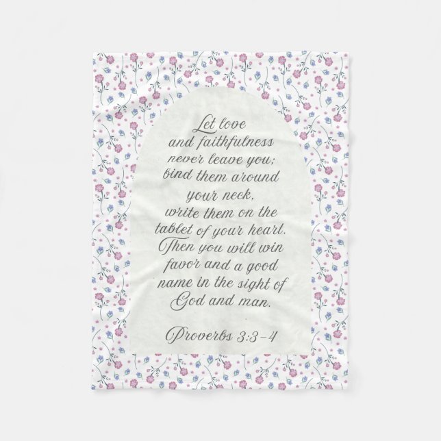 Cobertor De Velo Proverbs 3:3–4 Floral Scripture  (Frente)