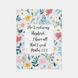 Cobertor De Velo Psalm 23:1 Floral Fleece Blanket