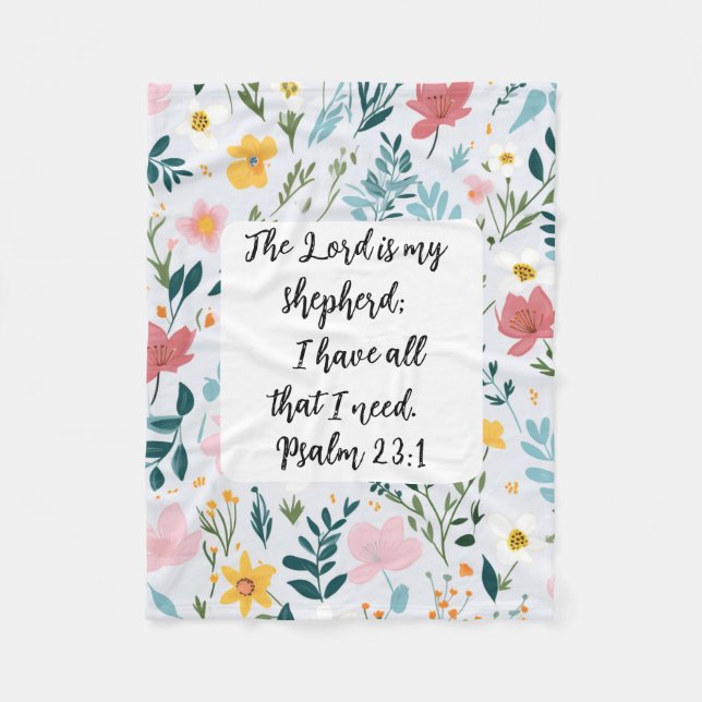 Cobertor De Velo Psalm 23:1 Floral Fleece Blanket (Frente)