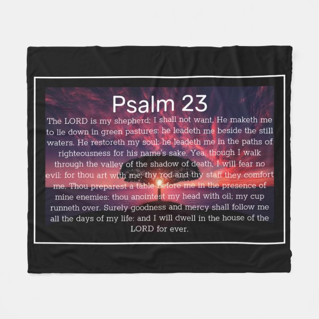 Cobertor De Velo Psalm 23 KJV Christian Blanket (Frente (Horizontal))
