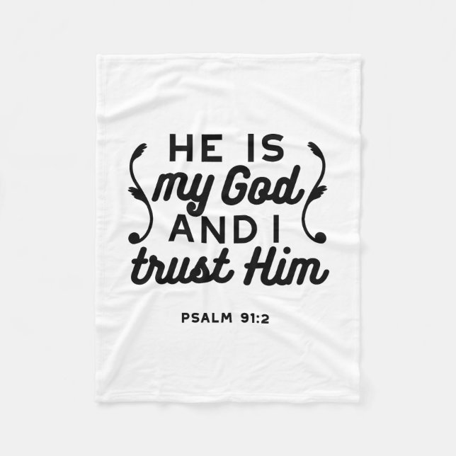 Cobertor De Velo Psalm 91:2 – Trust in God Christian Bible Verse (Frente)