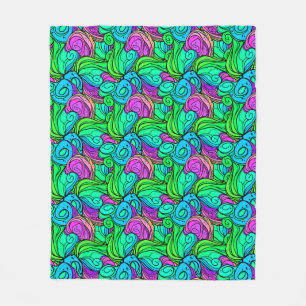 Cobertor De Velo Psicodélico Retro Padrão Azul Roxo Verde