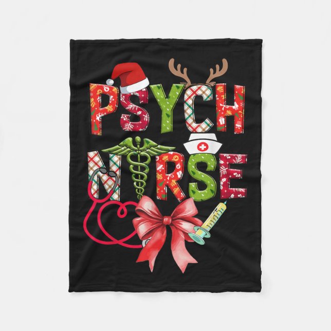 Cobertor De Velo Psych Nurse Christmas Cute Coquette Christmas Bow  (Frente)