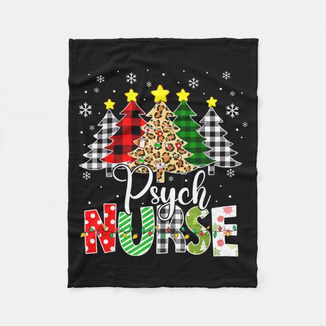 Cobertor De Velo Psych Nurse Xmas Tree Leopard Red Plaid Christmas  (Frente)