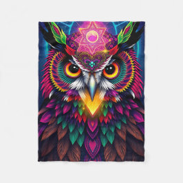 Cobertor De Velo Psychedelic Owl: Neon Mandala Art