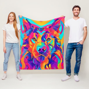 Cobertor De Velo Psychedelic Wolf Majestade