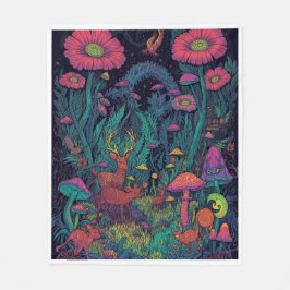 Cobertor De Velo Psychedelic woodland fleece blanket