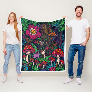 Cobertor De Velo Psychedelic woodland fleece blanket