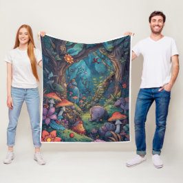 Cobertor De Velo Psychedelic woodland fleece blanket