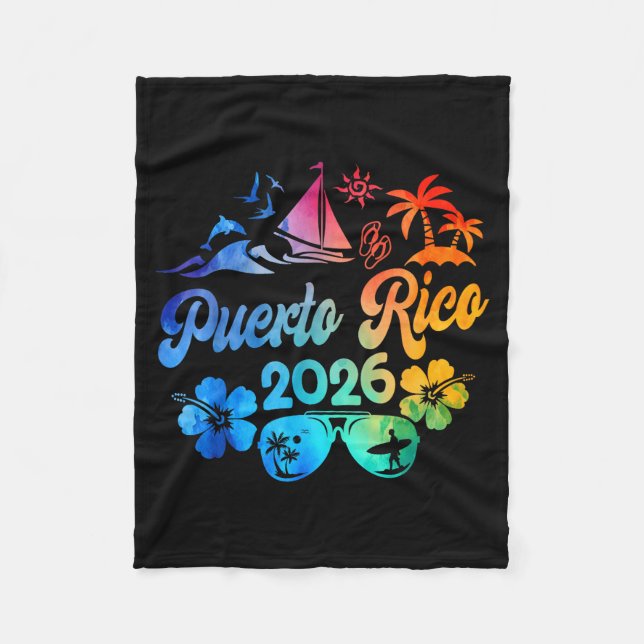 Cobertor De Velo Puerto Rico 2026 Vacation Beach Tie Dye Trip Summe (Frente)