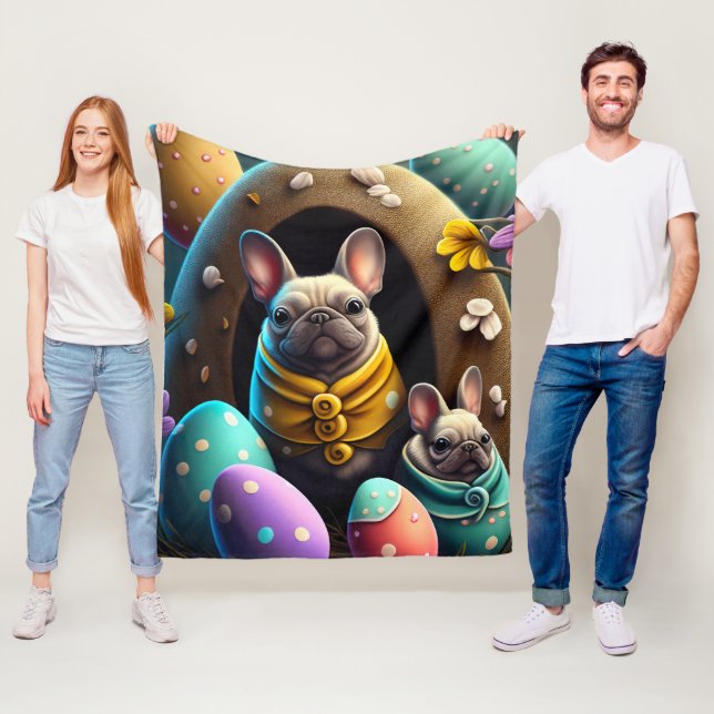 Cobertor De Velo Pug Adorável com Ovos de Páscoa Uma Celebração Div (In Situ)