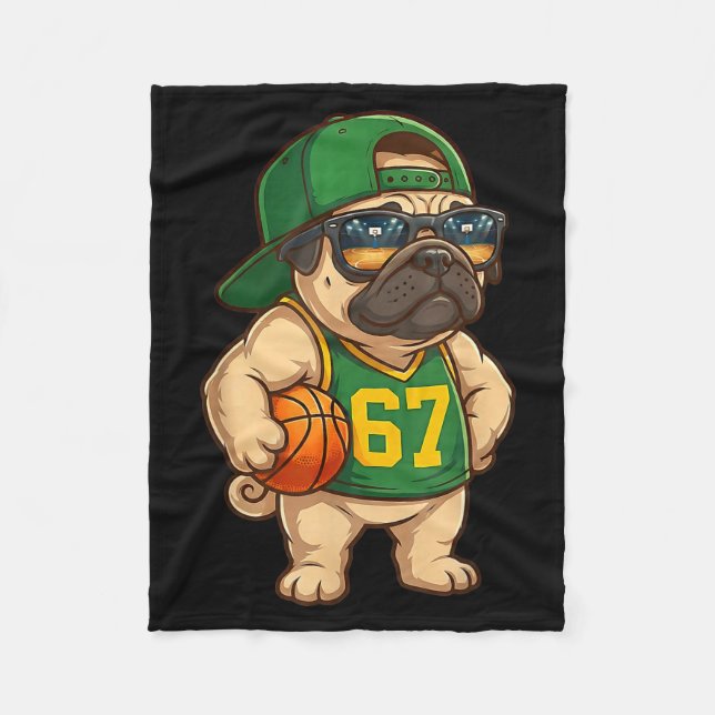 Cobertor De Velo Pug Basketball Dog 67 Gen Alpha Slang Srts Men Boy (Frente)