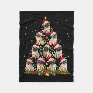 Cobertor De Velo Pug Chapéu de Papai Noel Luzes de Árvore de Natal