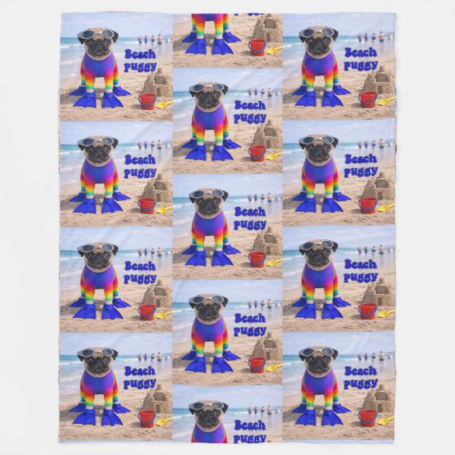 Cobertor De Velo Pug de Praia (Frente)