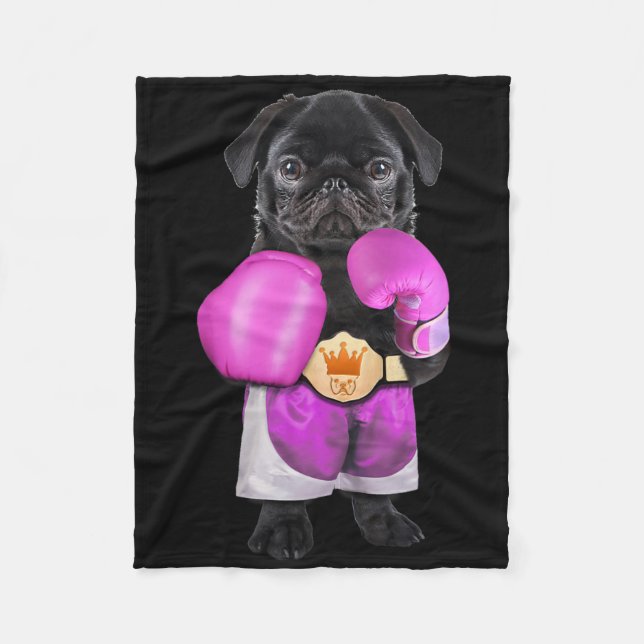 Cobertor De Velo Pug Dog Boxing Engraçada Formação De Malhações (Frente)