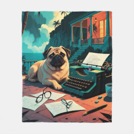 Cobertor De Velo Pug Dog gentleman vintage