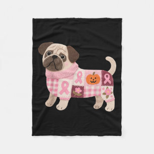 Cobertor De Velo Pug Dog Pink Ribbon Breast Cancer Pug Patterno Fel