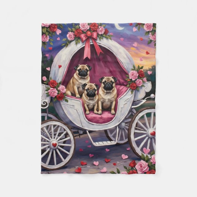 Cobertor De Velo Pug Dog Valentine's Day (Frente)