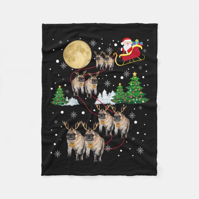 Cobertor De Velo Pug Dogs Tree Christmas Sweater Xmas Pet Animal Do (Frente)
