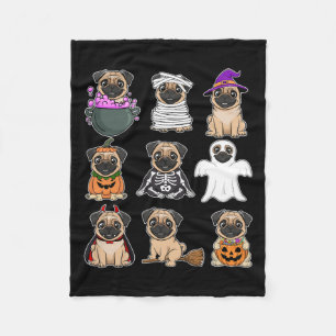 Cobertor De Velo Pug Halloween Figurume Spooky Fantasma Pumpkin Pug