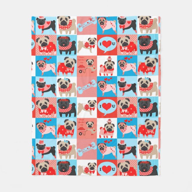 Cobertor De Velo Pug Namorados Quilt (Frente)
