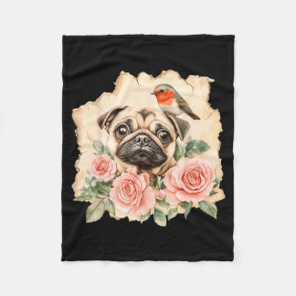 Cobertor De Velo Pug pássaro cachorro fofo pug engraçado